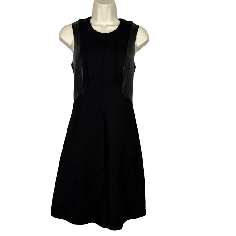 Julie Brown NYC Bodycon Faux Leather Detail Dress Midi Fit & Flare Date - S